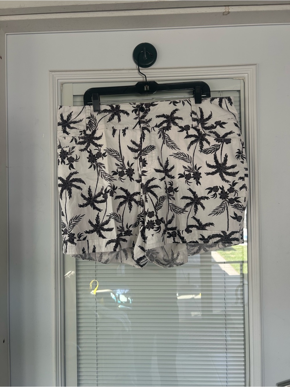 Royalty For Me White Shorts with Black Palm Print